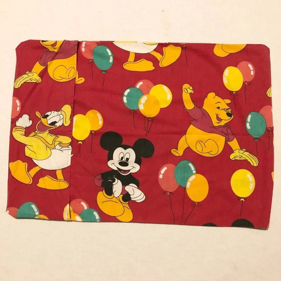 Vintage Pillow Case Mickey Mouse Winnie the Pooh Donald Duck Balloons 24.5 x 17 - Picture 15 of 16